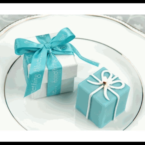 Something Blue Candle Box w/ Satin Printed Ribbon-12 candles